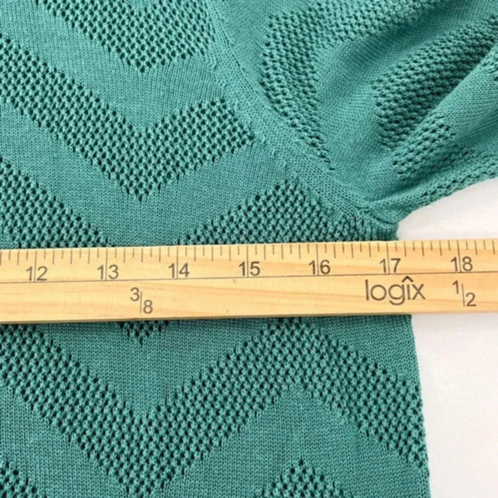 Modcloth Sweater Womens‎ S Green Crochet Knit Sheer Long Sleeve Pullover Casual